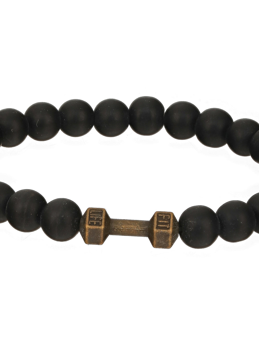 Men Pack of 4 Brown & Black Beads Elasticated & Handcrafted Bracelet