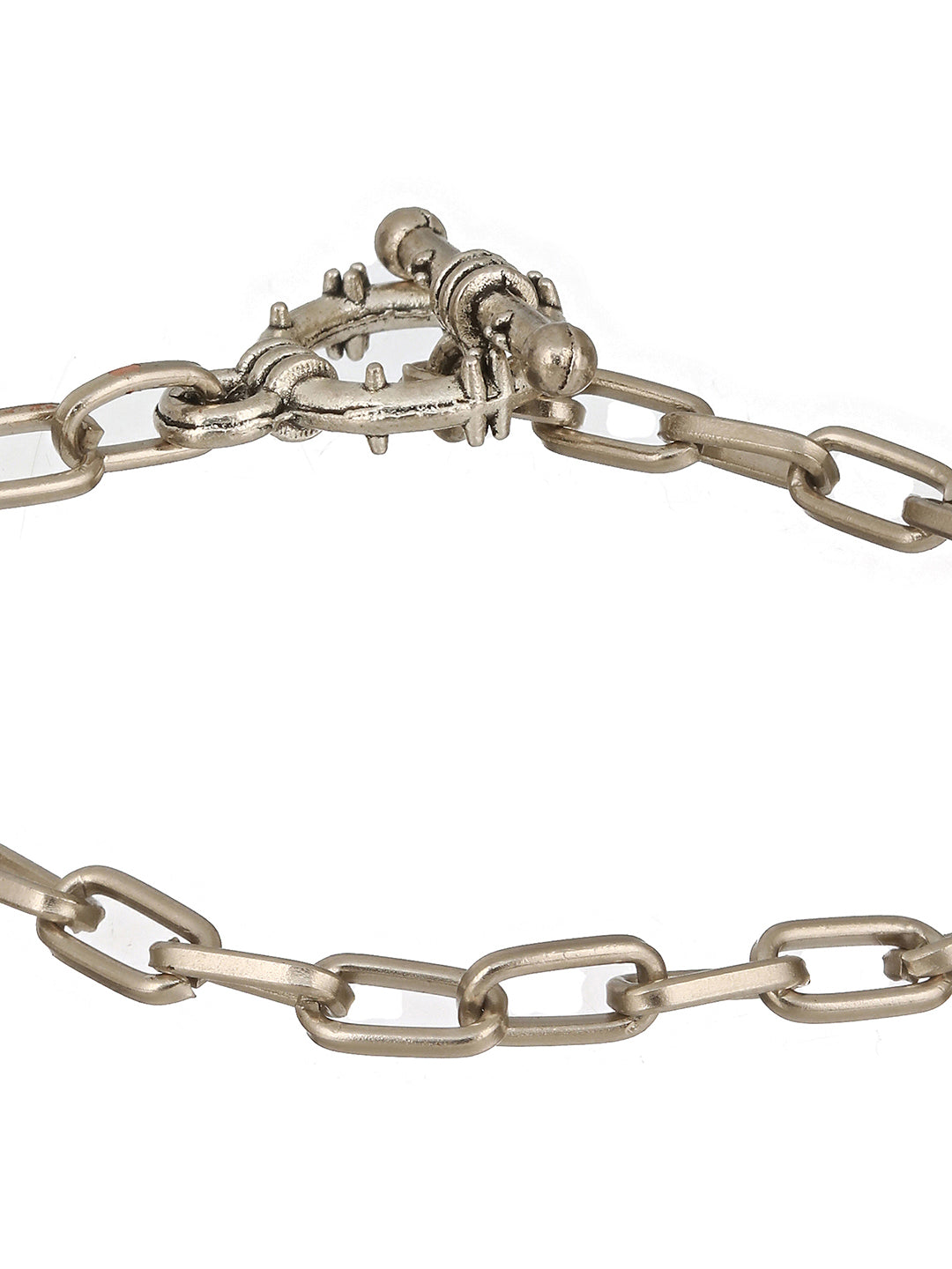 Men Silver-Toned Rhodium-Plated Link Bracelet - Jazzandsizzle