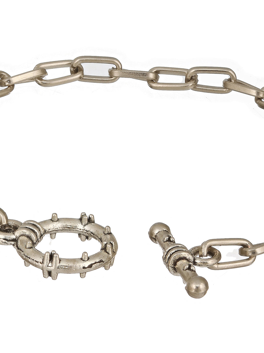 Men Silver-Toned Rhodium-Plated Link Bracelet - Jazzandsizzle