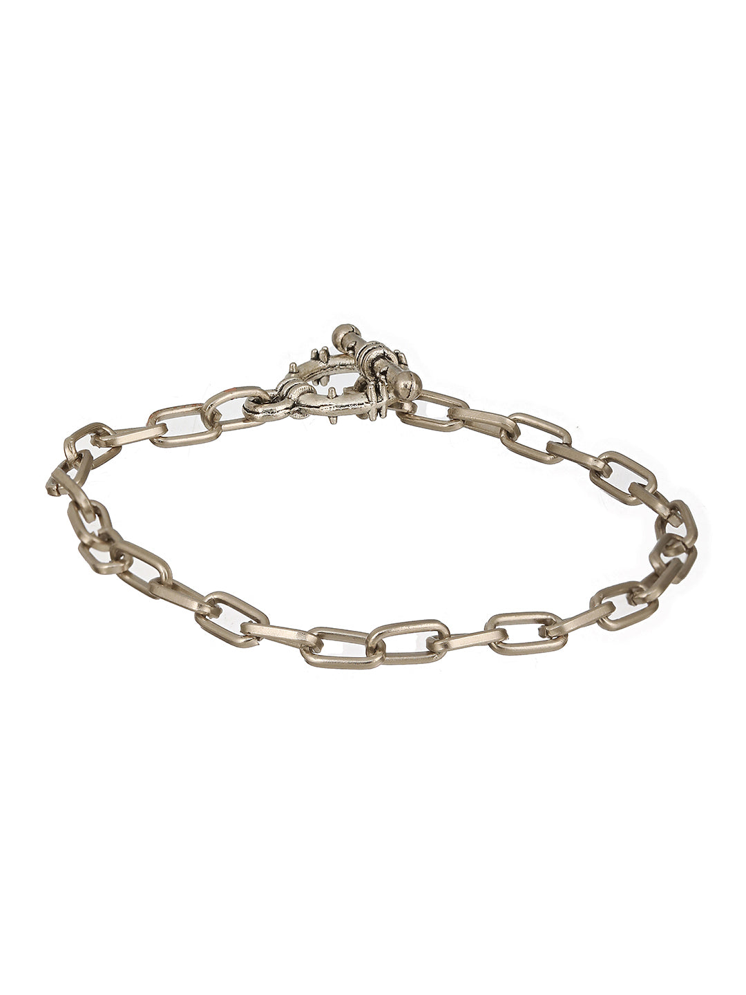 Men Silver-Toned Rhodium-Plated Link Bracelet - Jazzandsizzle