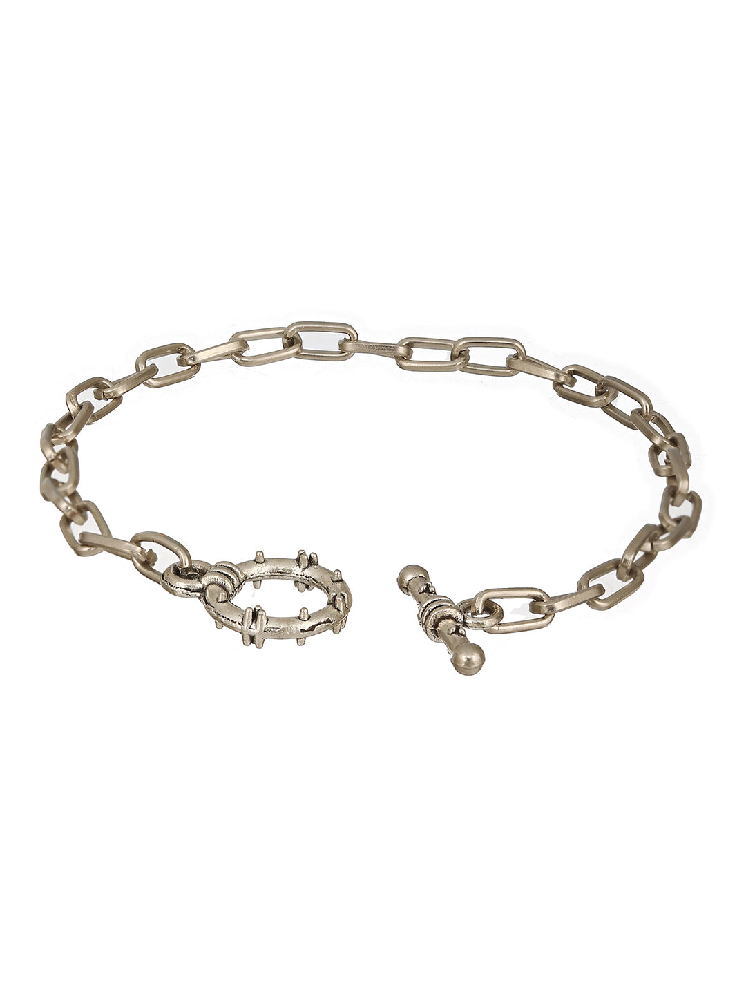 Men Silver-Toned Rhodium-Plated Link Bracelet - Jazzandsizzle