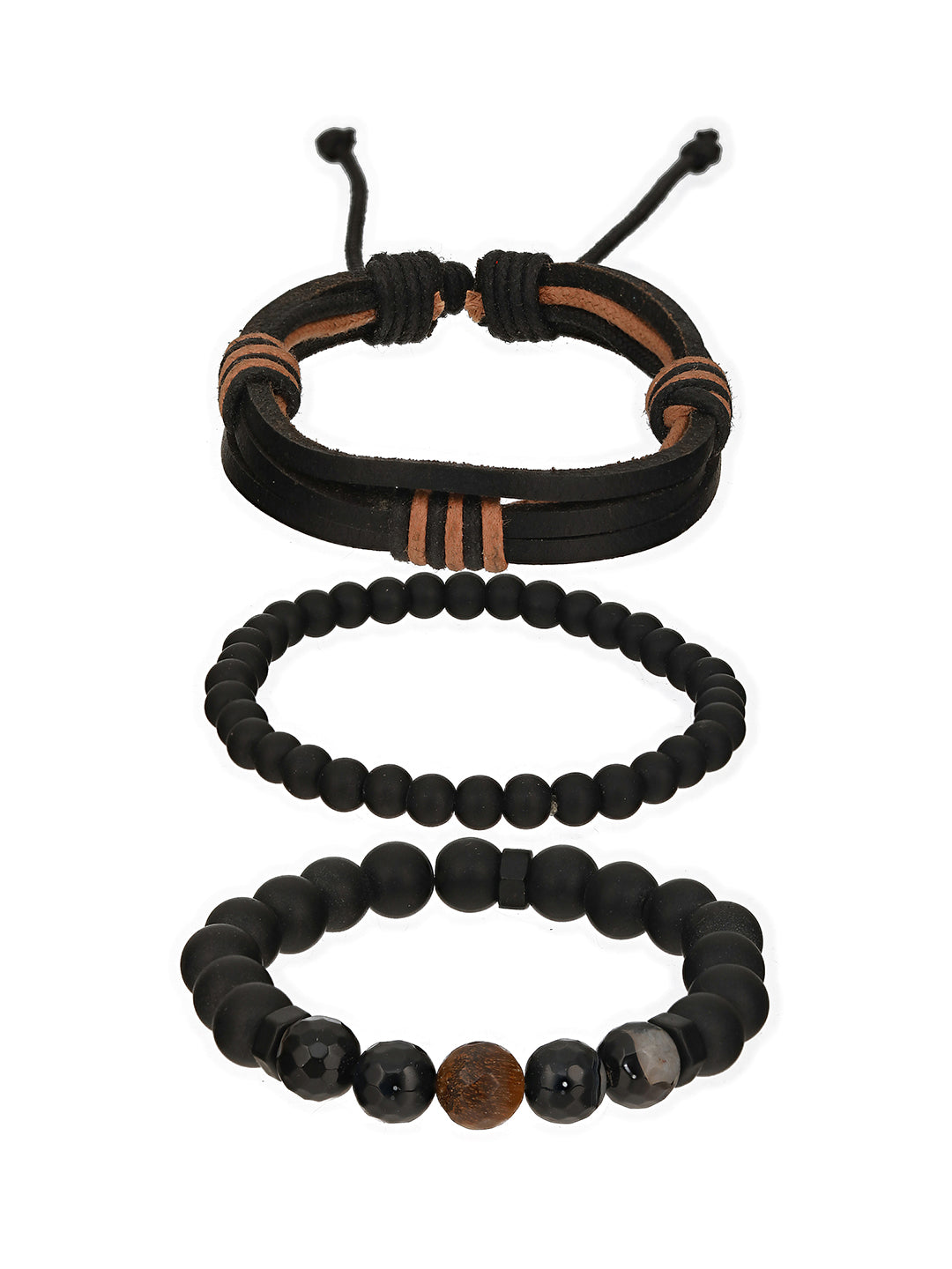 Men Black 3-Pack Bracelets - Jazzandsizzle