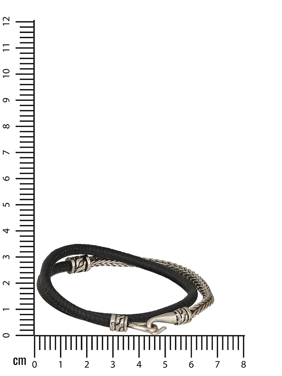 Men Silver Toned Black Wraparound Bracelet - Jazzandsizzle