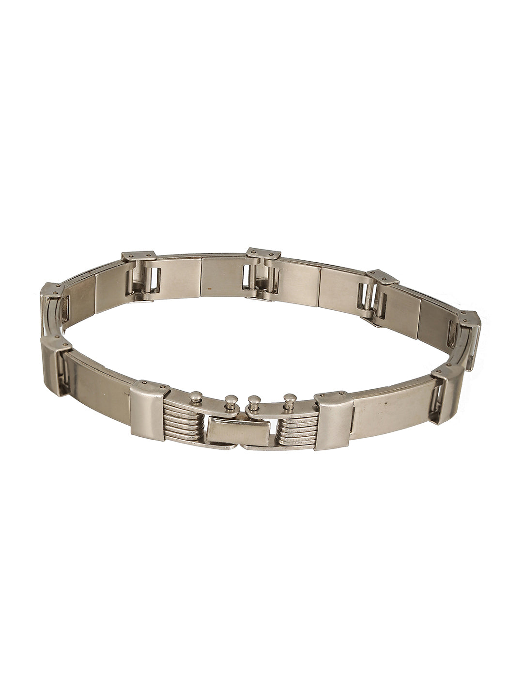 Men Silver Plated Link Bracelet - Jazzandsizzle