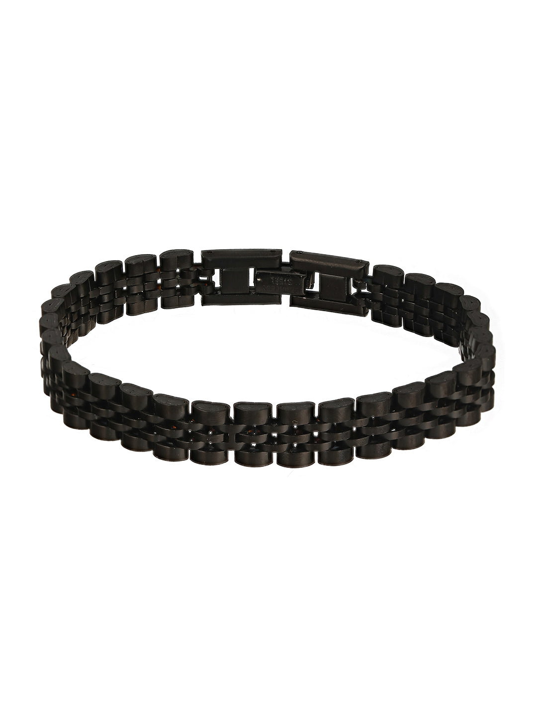 Men Black & Silver Black Rhodium Plated Link Bracelet