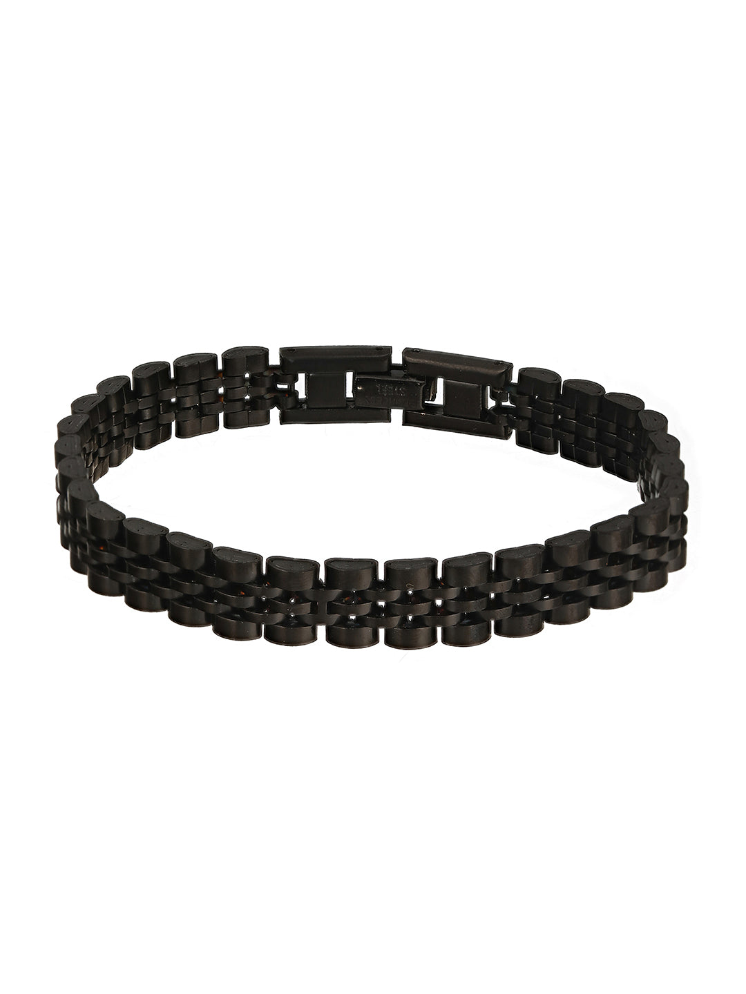 Men Black & Silver Black Rhodium Plated Link Bracelet - Jazzandsizzle