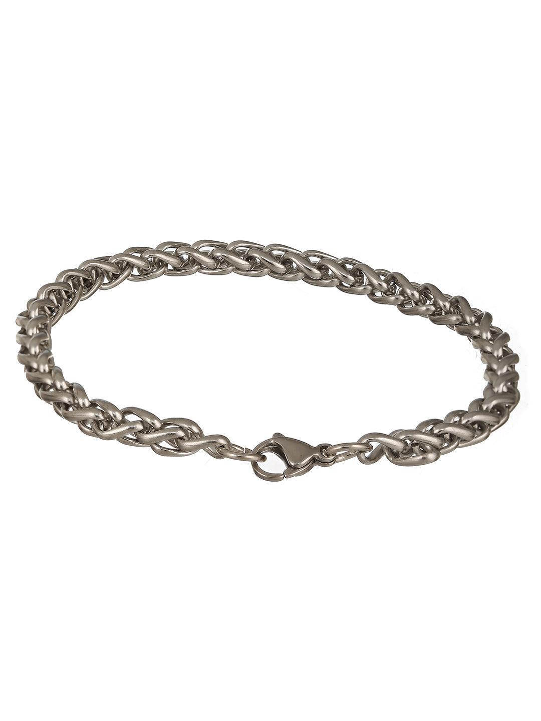 Men Silver Plated Curb Chain Stainless Steel Bracelet - Jazzandsizzle