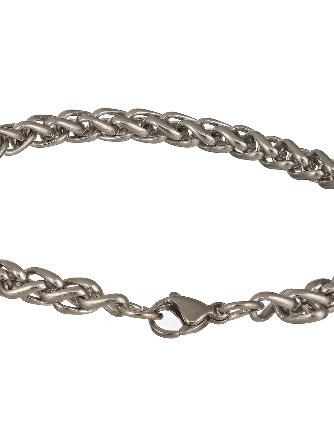 Men Silver Plated Curb Chain Stainless Steel Bracelet - Jazzandsizzle