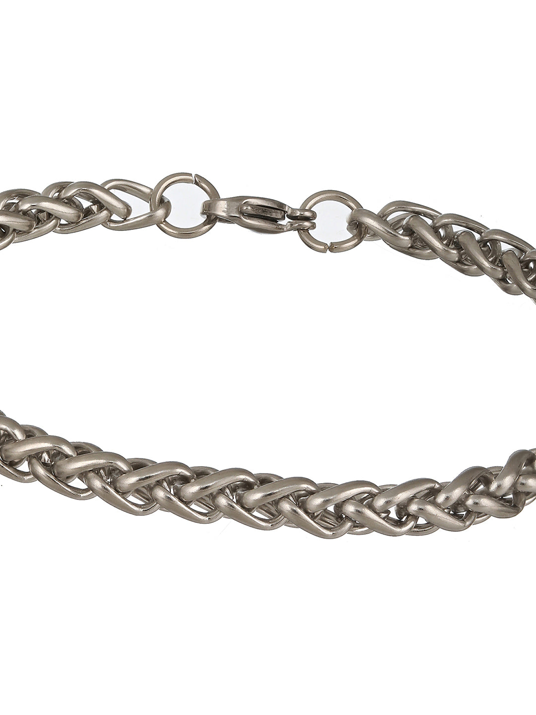 Men Silver Plated Curb Chain Stainless Steel Bracelet - Jazzandsizzle