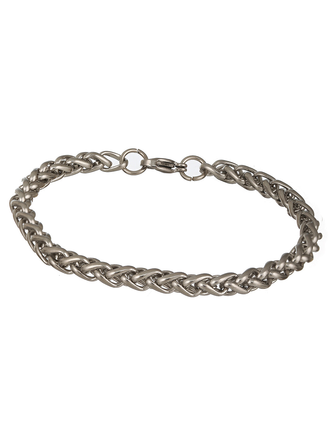 Men Silver Plated Curb Chain Stainless Steel Bracelet - Jazzandsizzle