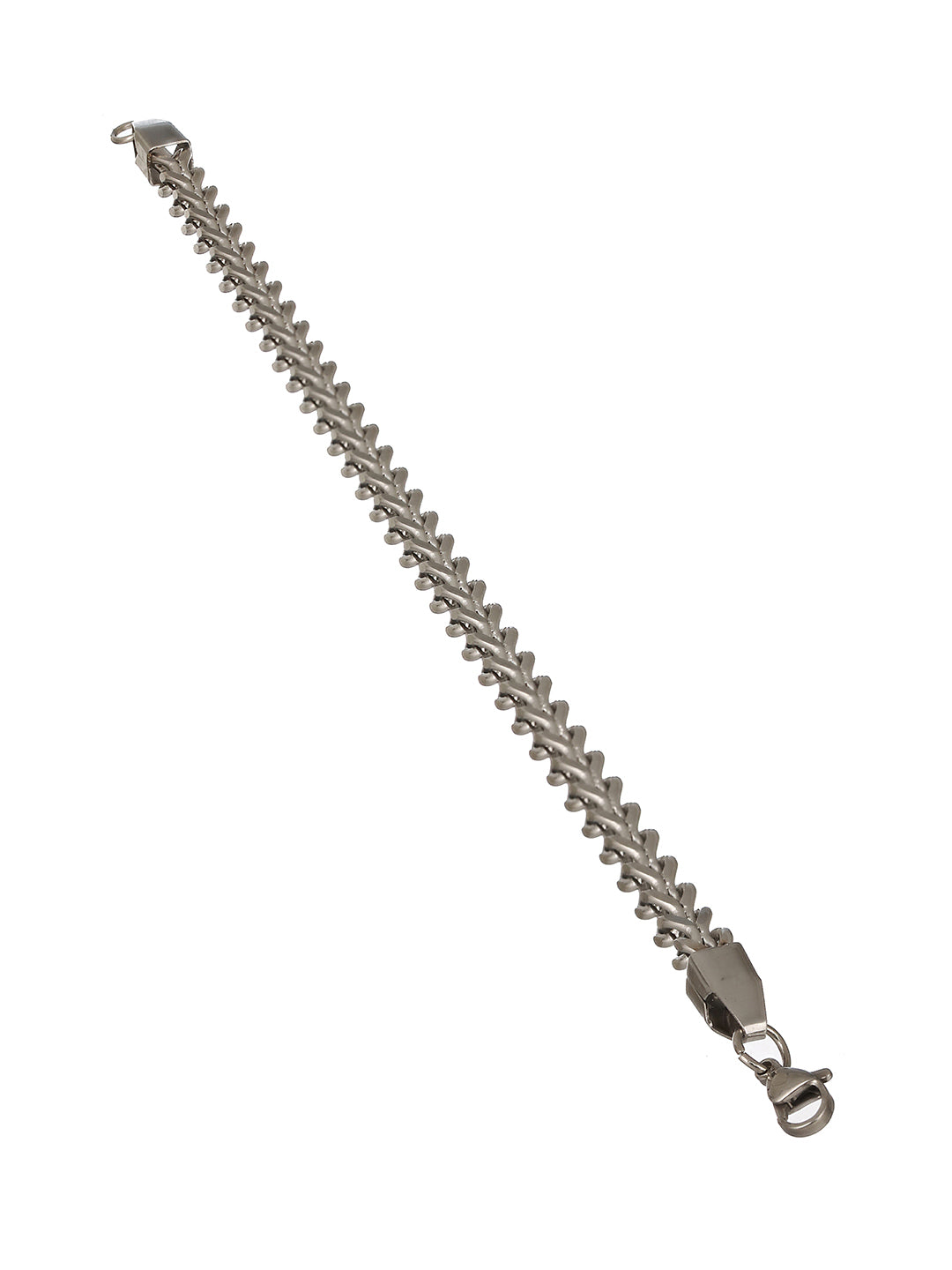 Men Silver Plated Curb Chain Stainless Steel Bracelet - Jazzandsizzle