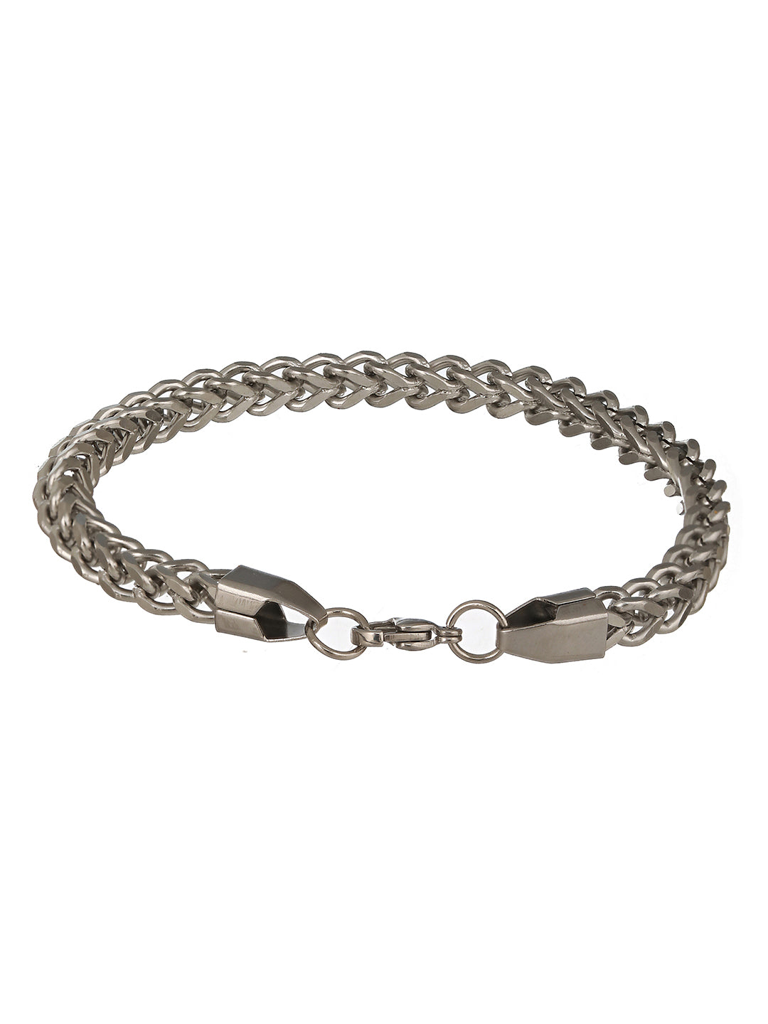 Men Silver-Toned Rhodium-Plated Link Bracelet
