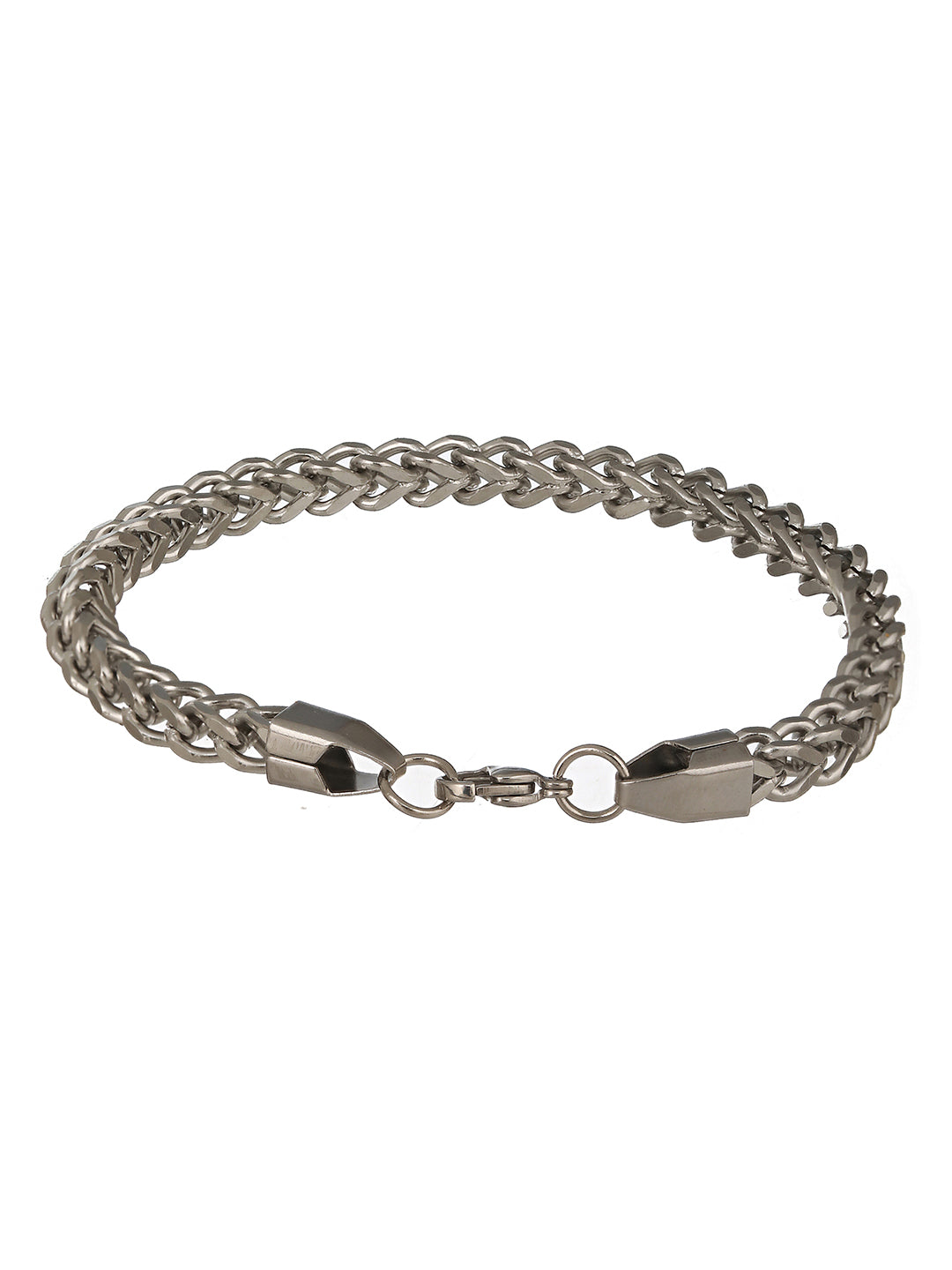 Men Silver-Toned Rhodium-Plated Link Bracelet - Jazzandsizzle