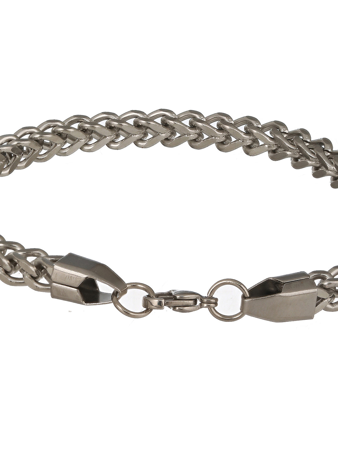 Men Silver-Toned Rhodium-Plated Link Bracelet - Jazzandsizzle