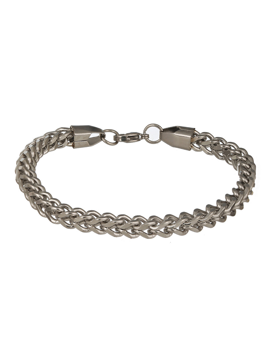 Men Silver-Toned Rhodium-Plated Link Bracelet - Jazzandsizzle