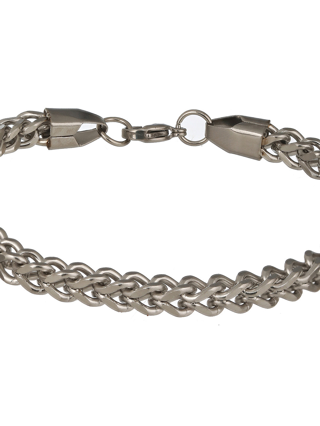 Men Silver-Toned Rhodium-Plated Link Bracelet - Jazzandsizzle