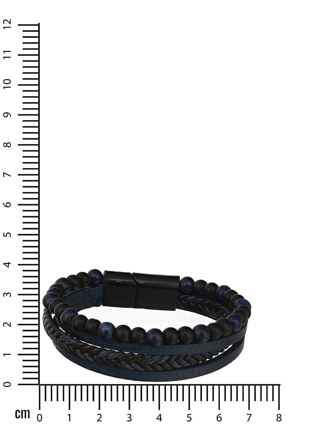 Men Blue & Black Leather Wraparound Bracelet - Jazzandsizzle