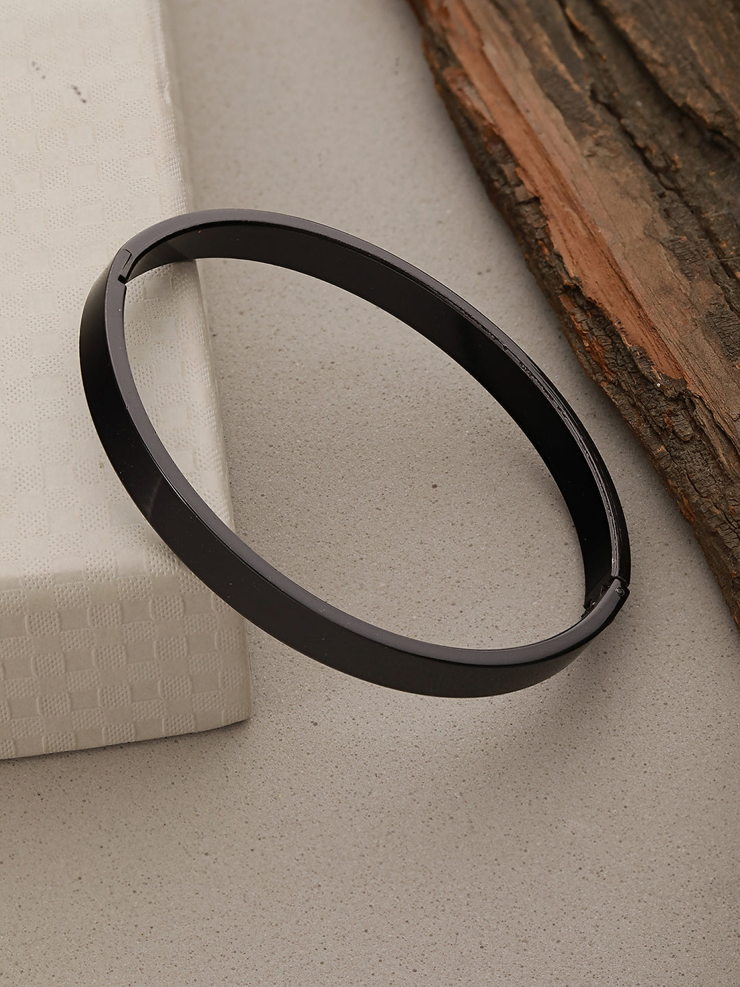 Men Black Stainless Steel Kada Bracelet - Jazzandsizzle