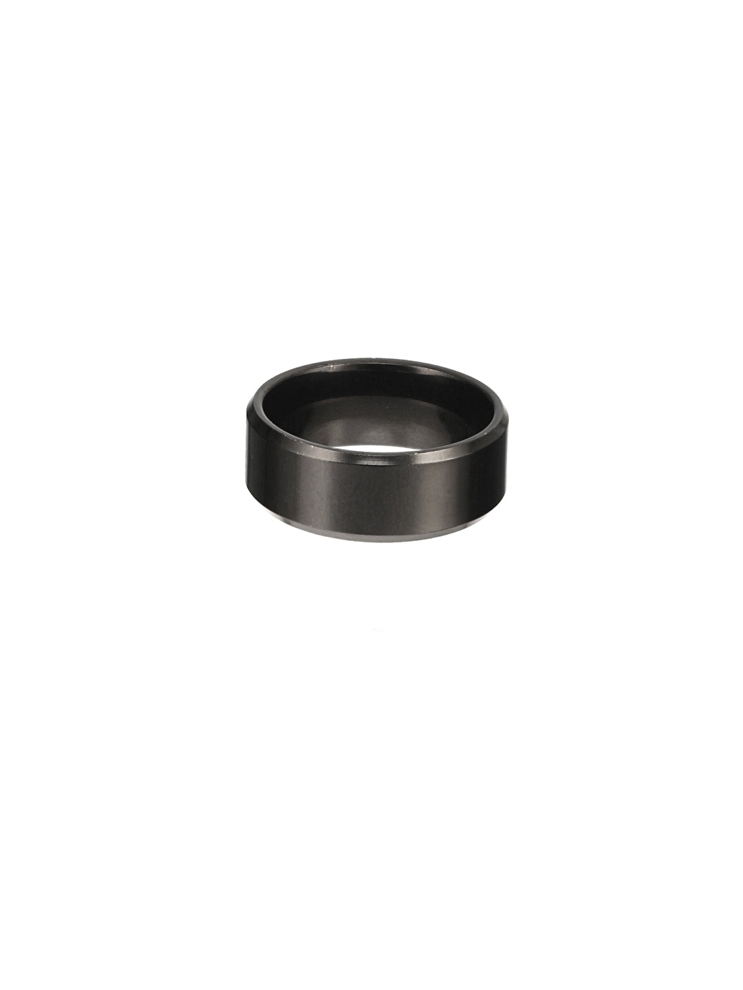 Unisex Black-Toned Stainless Steel Band Style Finger Ring