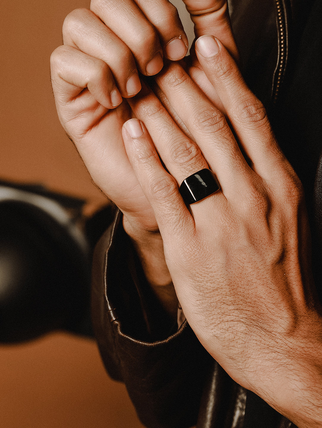 Jazz And Sizzle Men Black Stainless Steel Band Finger Ring - Jazzandsizzle
