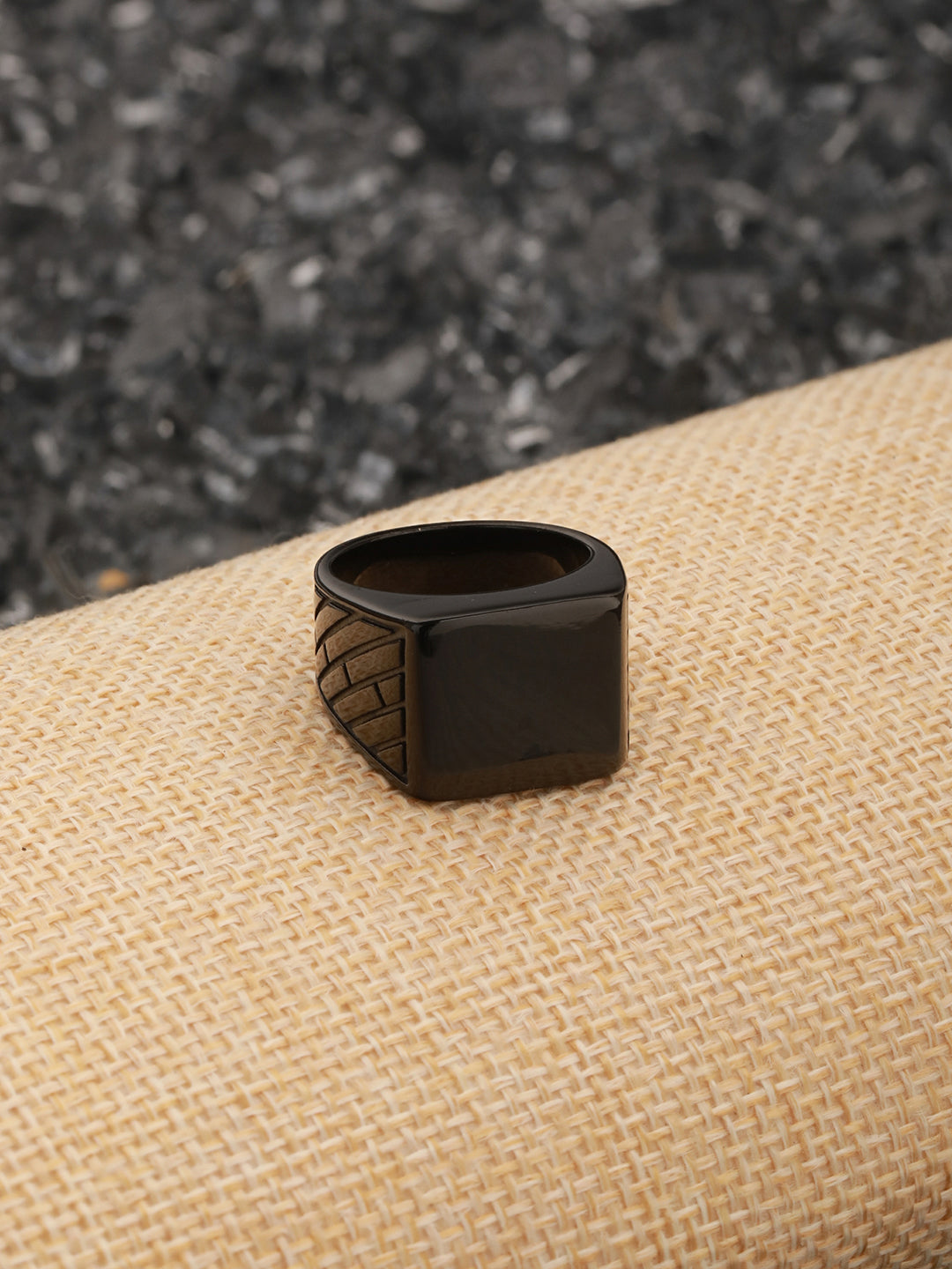 Jazz And Sizzle Men Black Stainless Steel Band Finger Ring - Jazzandsizzle