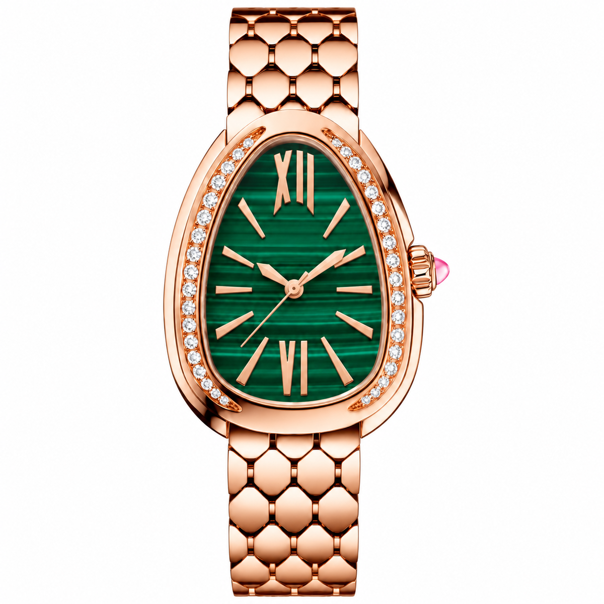 Rose Gold Stainless Steel Green Dial Analog Watch for Women WJ-JS26-LD049
