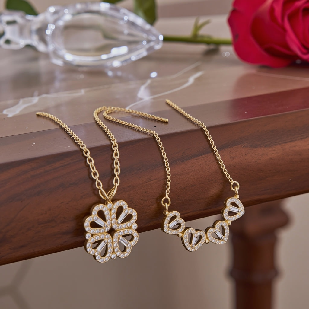 Jazz And Sizzle Rose Gold Plated Heart Shaped Pendent Chain Necklace for Valentines Gift