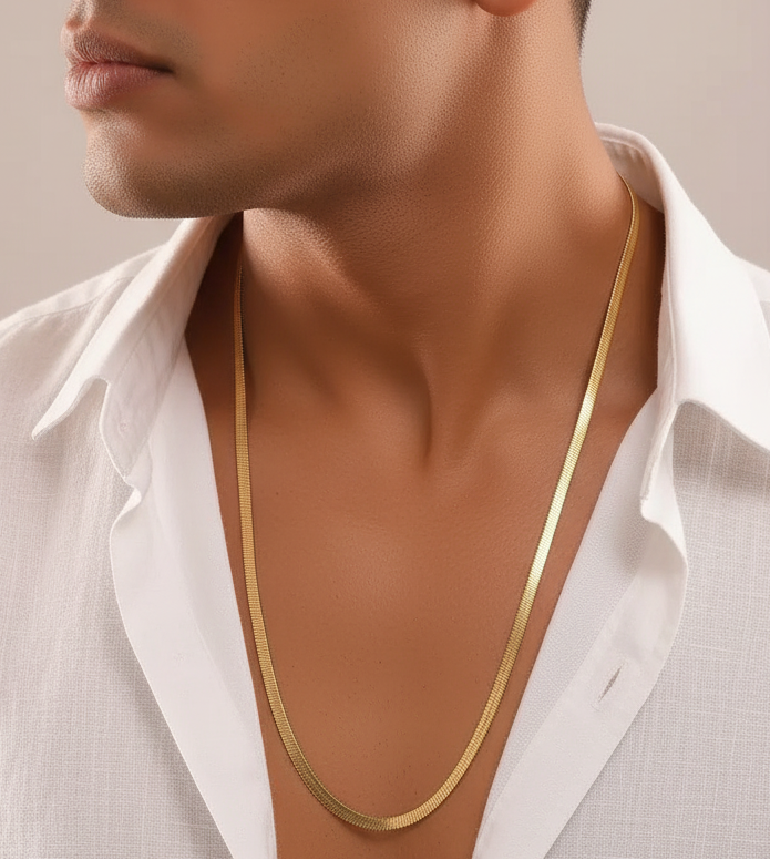 Jazz And Sizzle 18 KT Gold Plated Textured Chain For Men