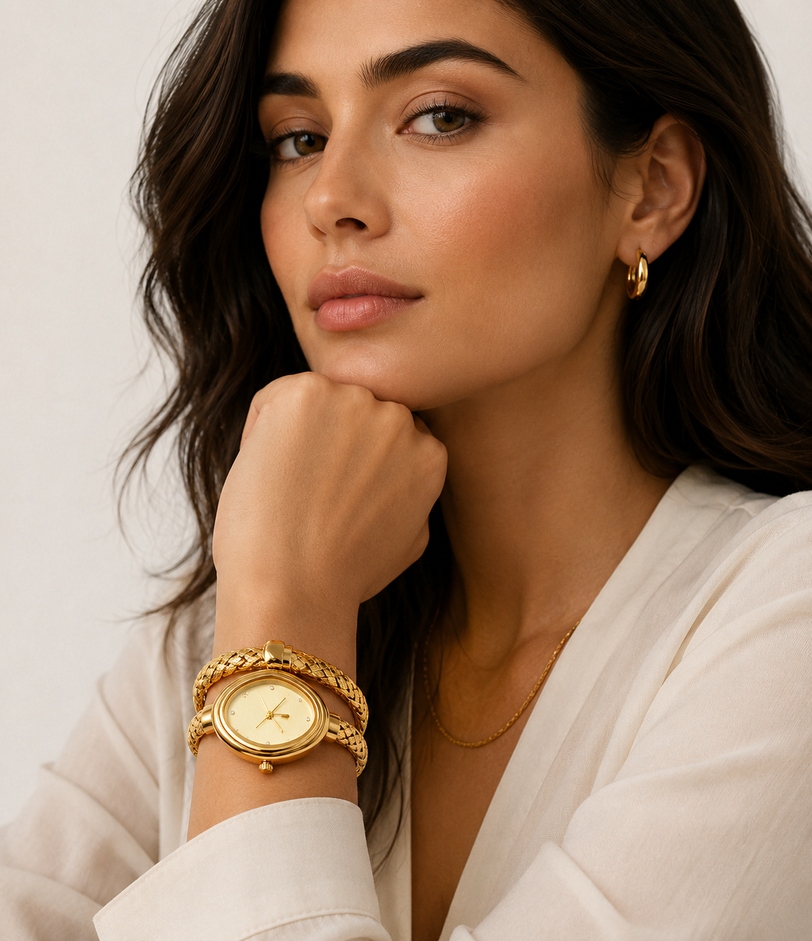 Luna Weave Gold Bracelet Watch