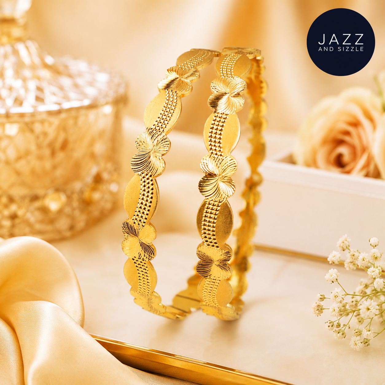 Set Of 2 18K Gold-Plated Bangles