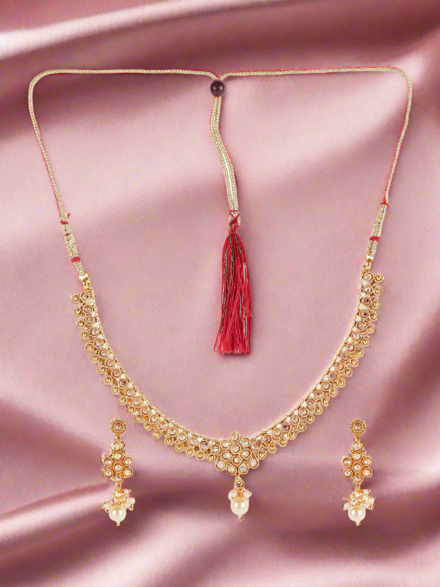 Kundan & Pearls Gold Plated Jewellery Set