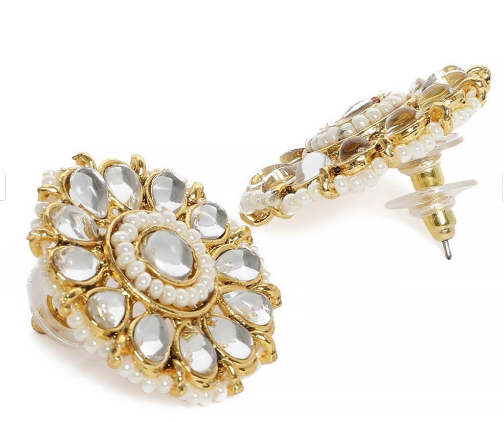 Women Gold-Plated Pearl Beaded Artificial Stone-Studded Jewellery Set (Copy)