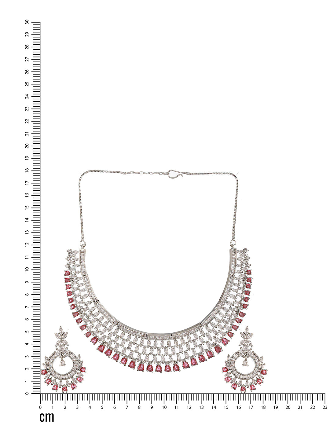 Jazz And Sizzle Silver Plated Red AD & CZ-Studded Contemporary Jewelry Set - Jazzandsizzle