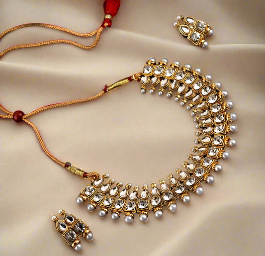 Jazz And Sizzle Gold-Plated Kundan & Beads Studded Choker Set