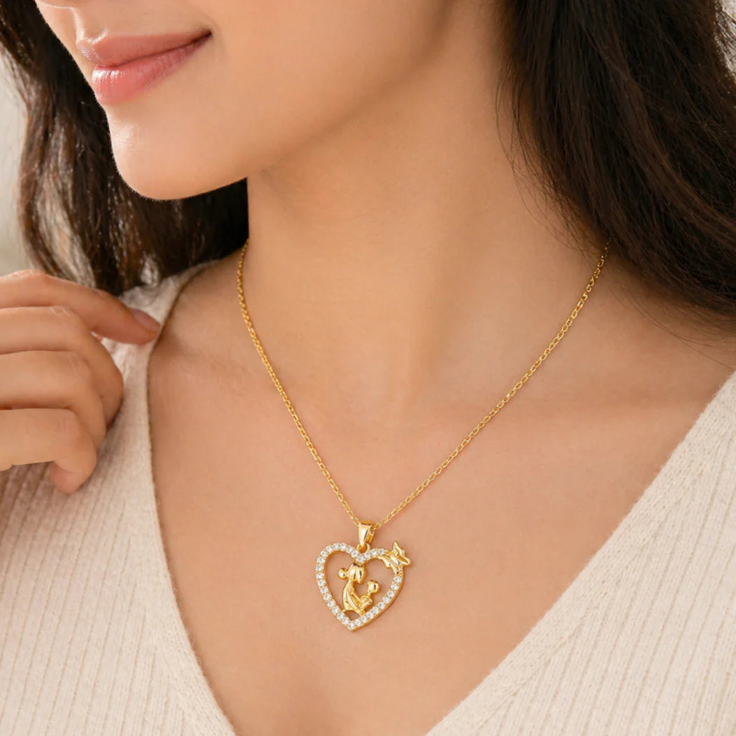 Mom & Baby Heart Charm Necklace