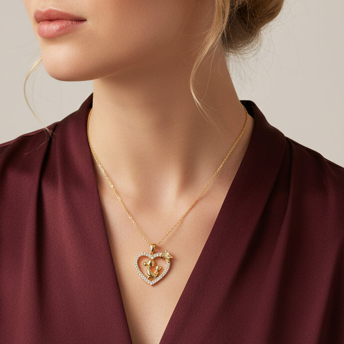 Jazz And Sizzle Mom & Baby Heart Charm Necklace