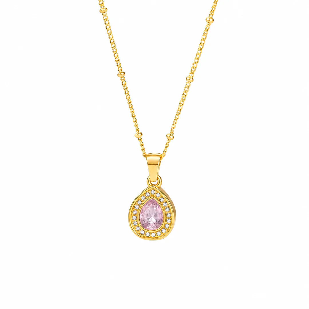 Pink Aura Gold-Plated Pendant Chain