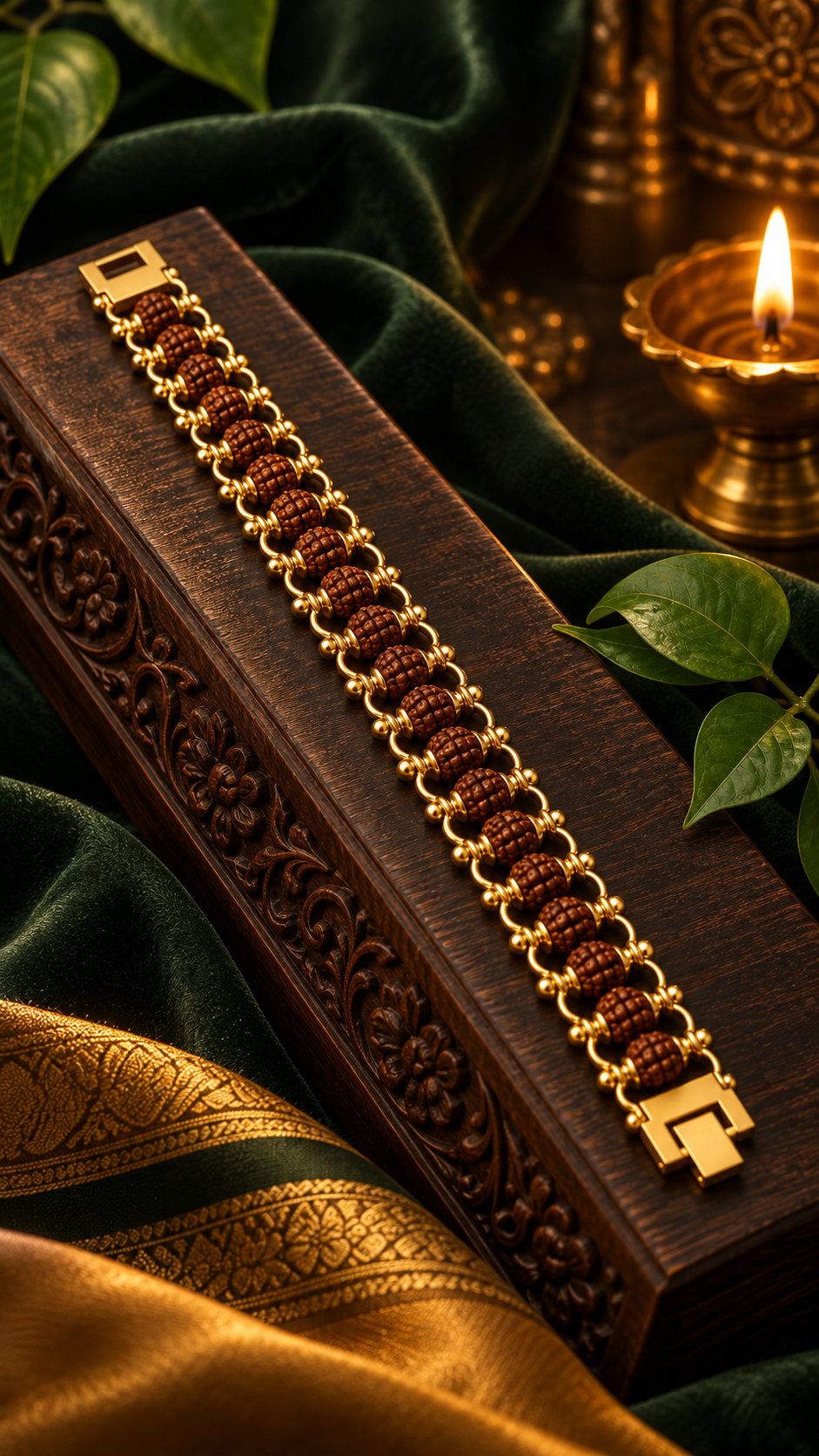 Gold Plated Modern Rudraksha Bracelet-JS-SBR-0002