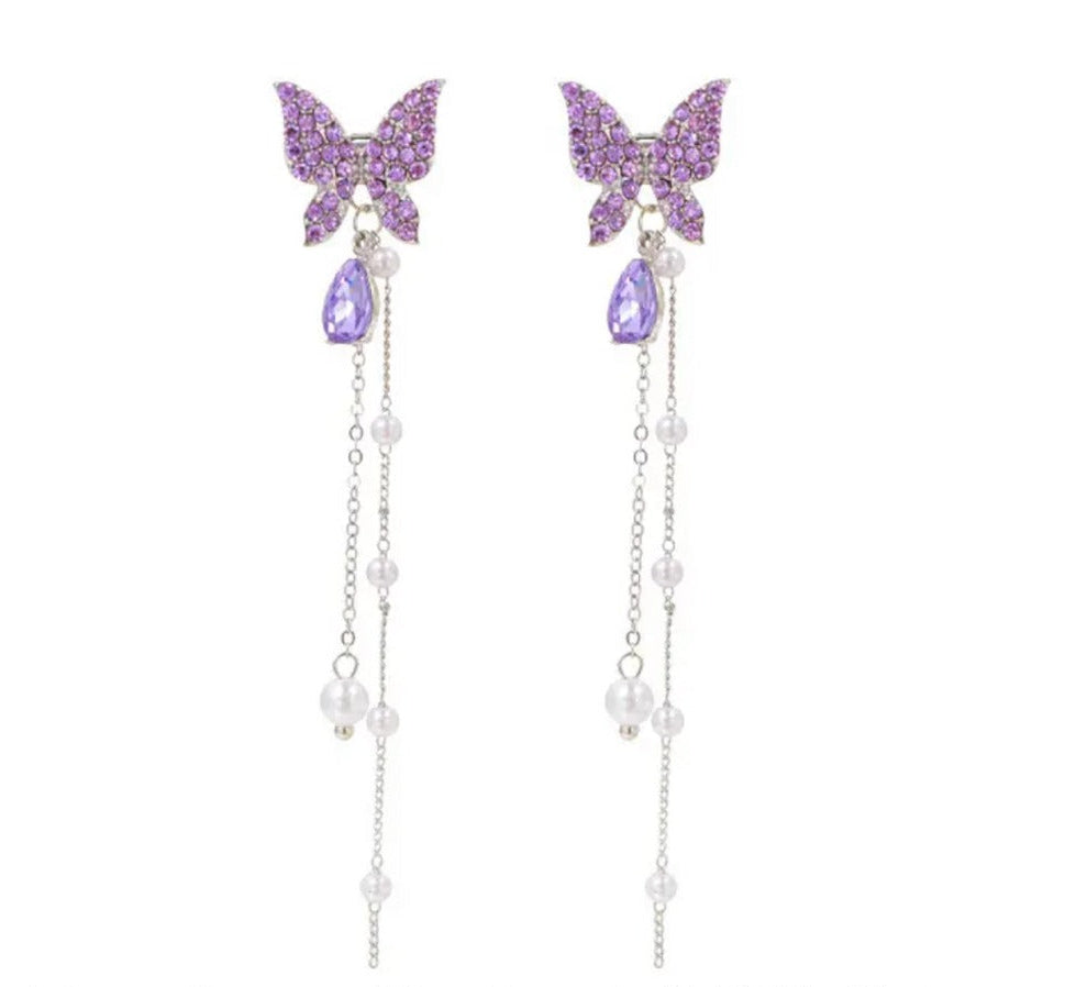 Jazz And Sizzle Purple Butterfly Dangle Earrings for Girls/Women