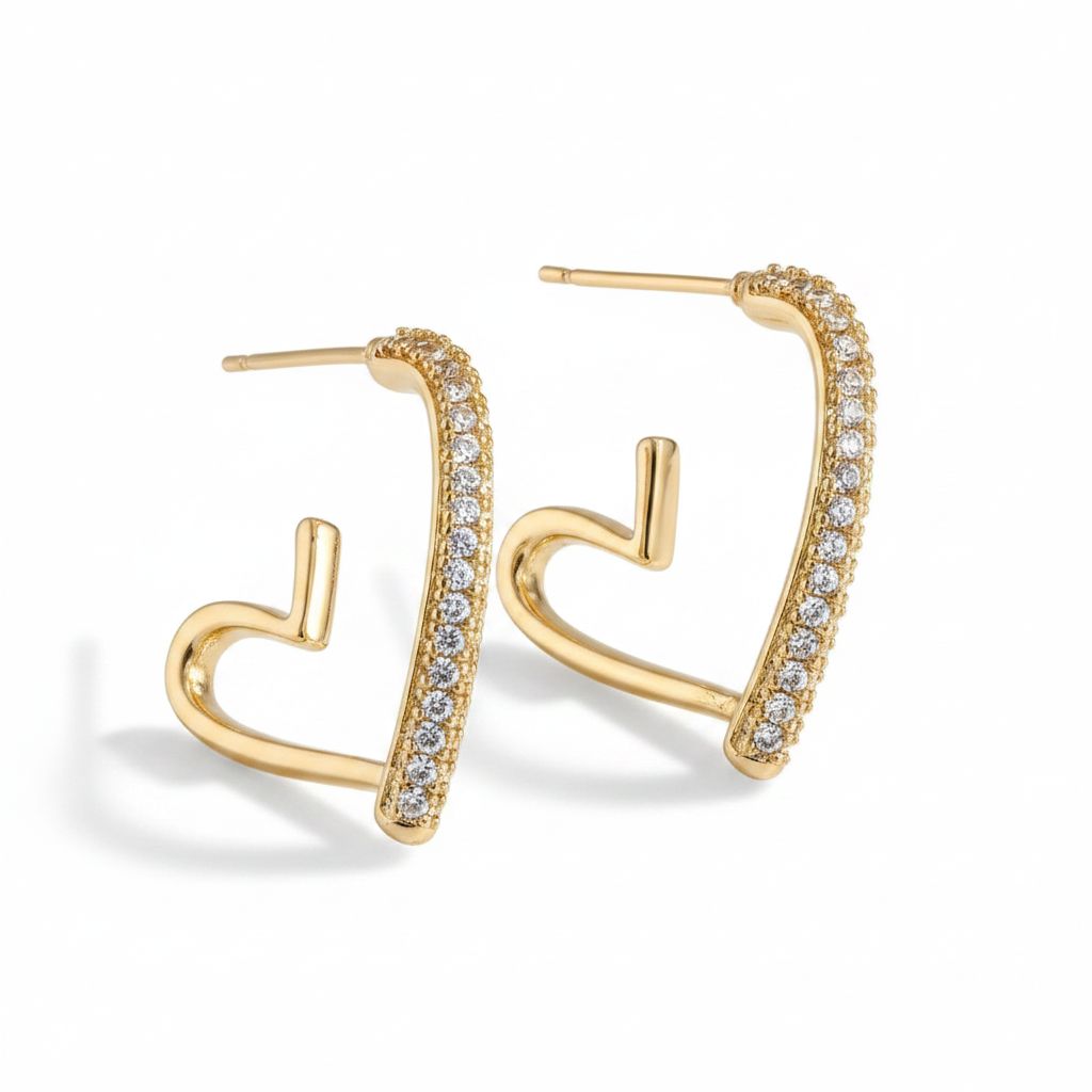 Heart -Broken Gen-Z style Gold Plated Crystal Drop Earrings for Girls/Women