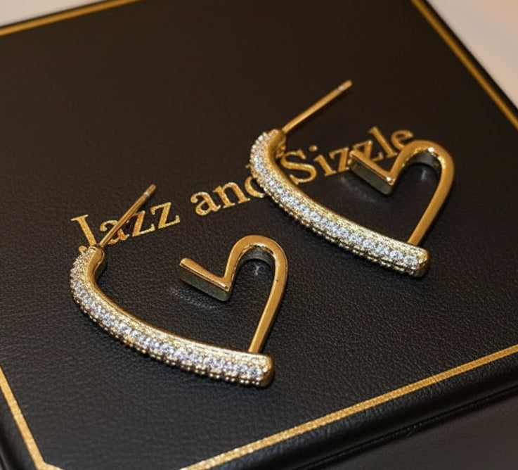 Heart -Broken Gen-Z style Gold Plated Crystal Drop Earrings for Girls/Women