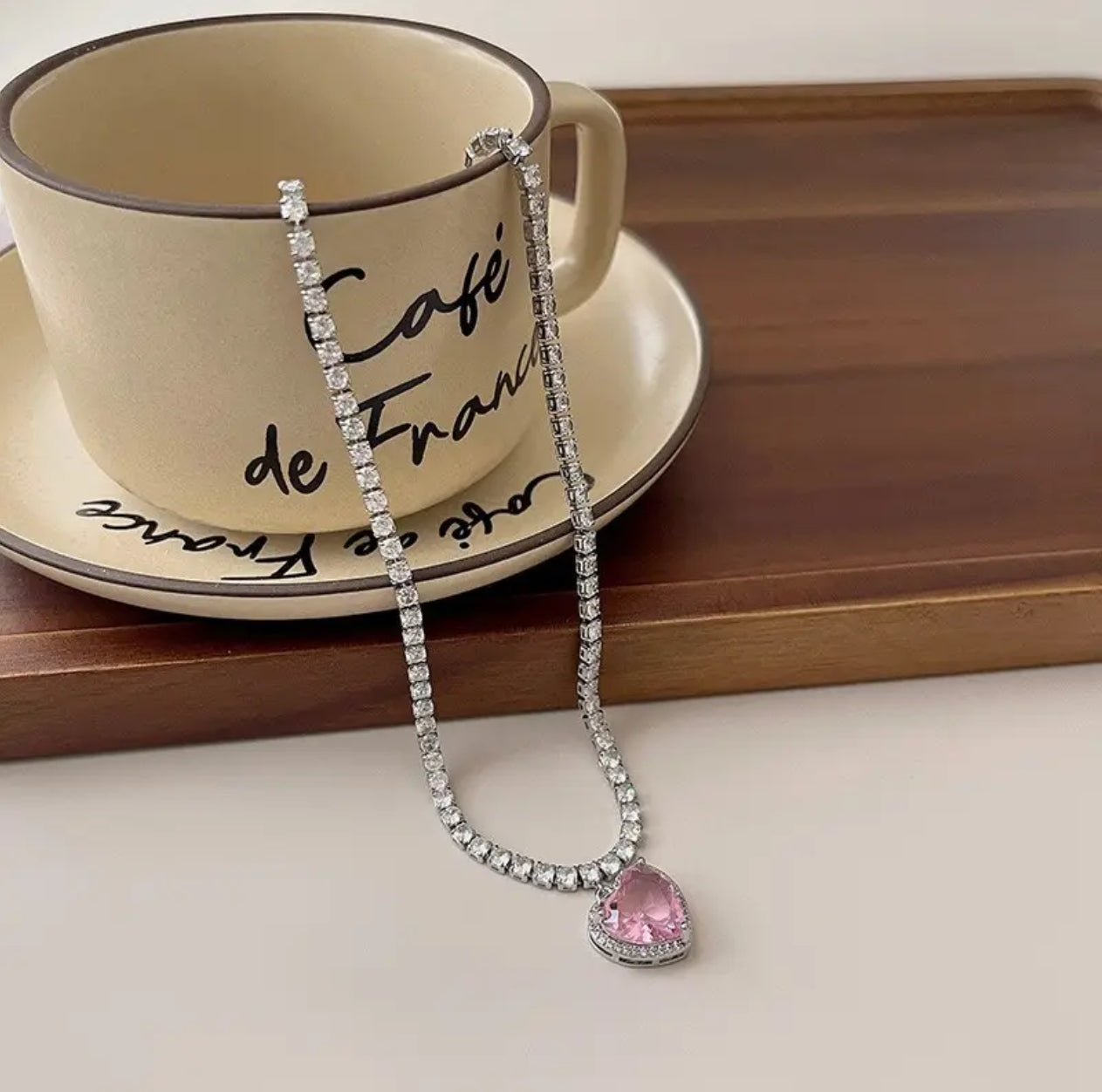 Light Luxury Three-Dimensional Peach Heart Necklace Sparkling Diamond Sweet Pink Zircon