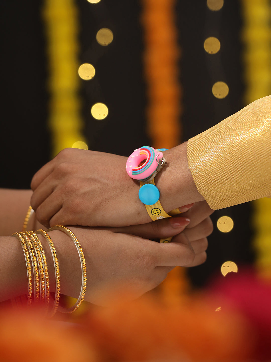 Jazz And Sizzle Set Of 2 Donut Key Chain Designer Kids Rakhi With Roli & Chawal for Kids