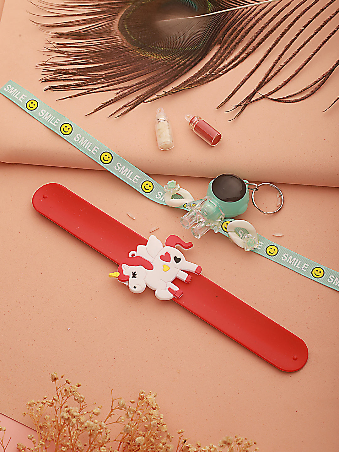 Set Of 2 Light Robot & Unicorn Band Kids Rakhi With Roli & Chawal