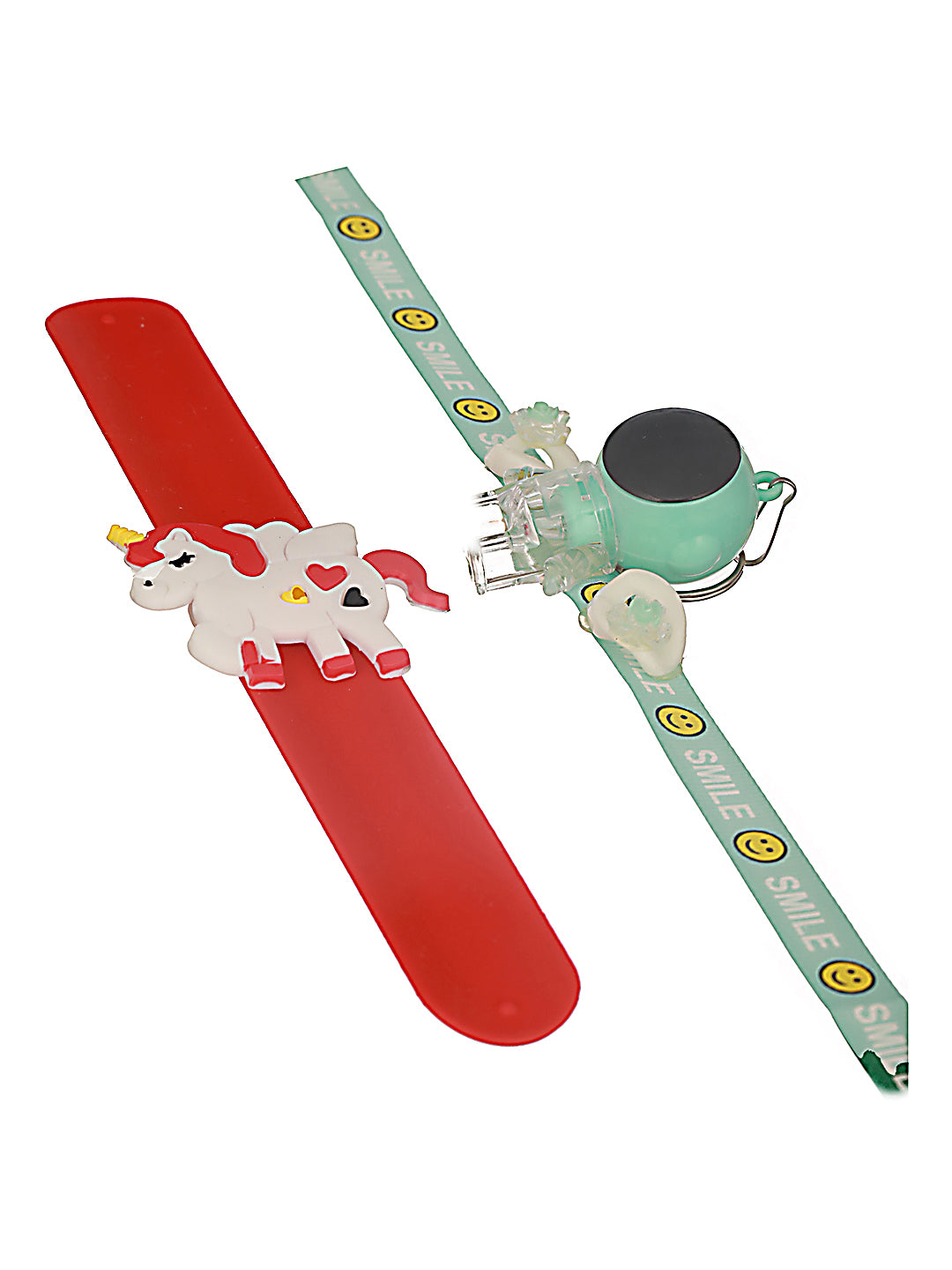 Set Of 2 Light Robot & Unicorn Band Kids Rakhi With Roli & Chawal