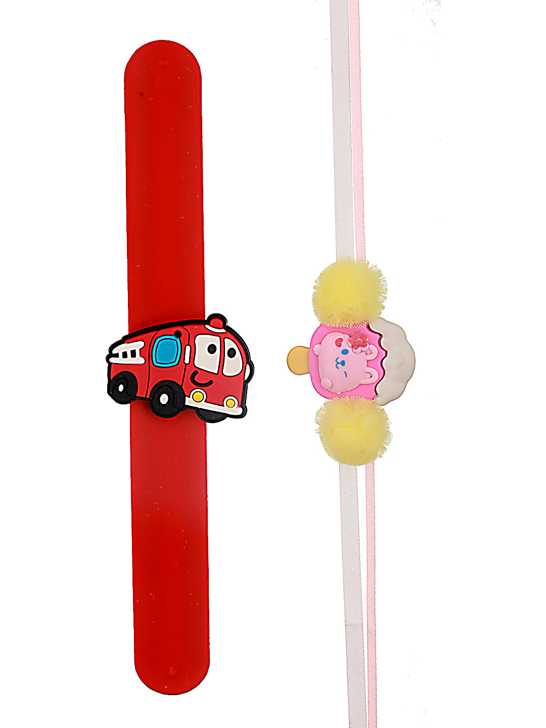 Set Of 2 Icecream & Bus Band Kids Rakhi With Roli & Chawal