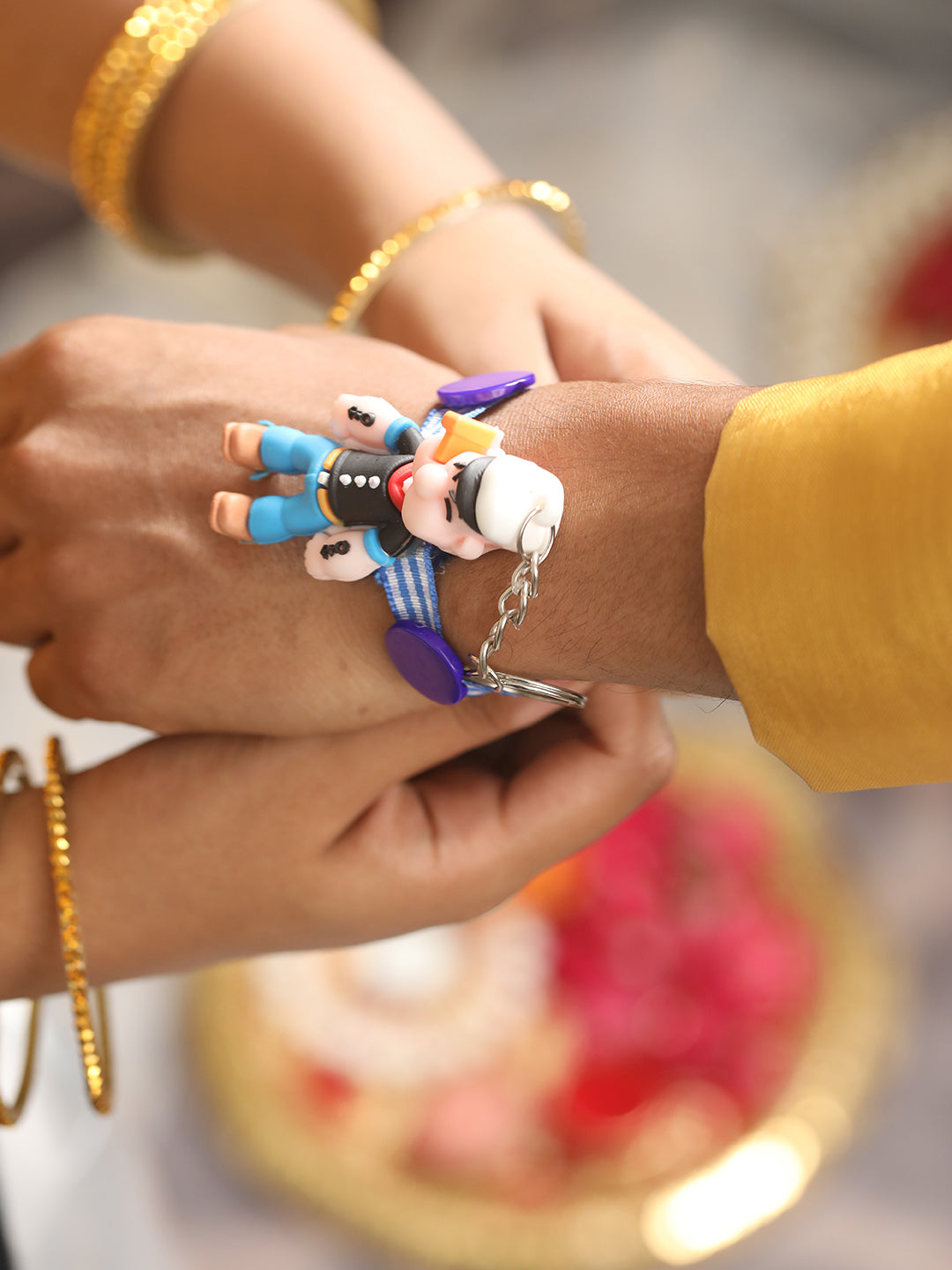 Set Of 2 Popeye Cartoon & Girl Band Kids Rakhi With Roli & Chawal