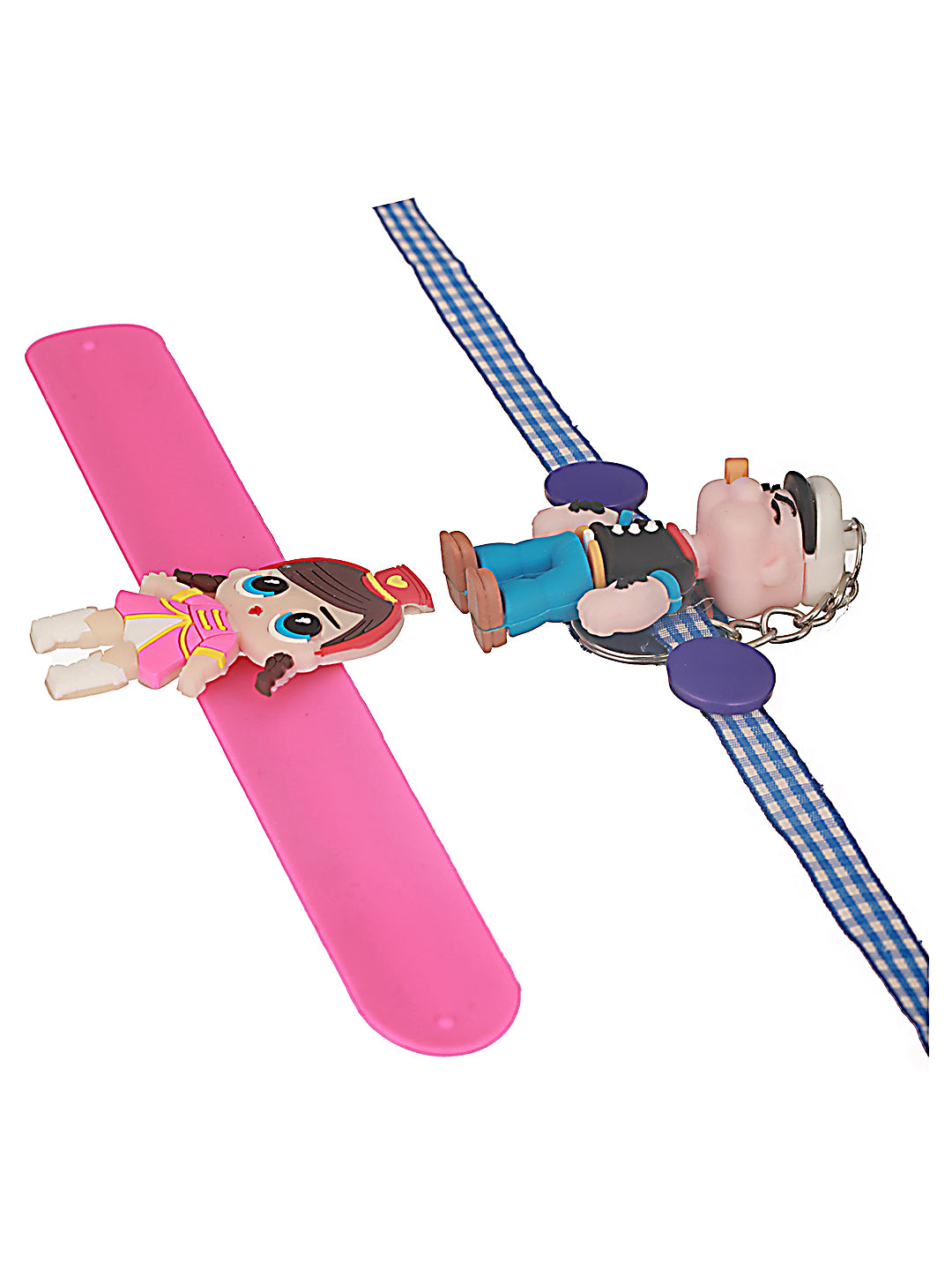 Set Of 2 Popeye Cartoon & Girl Band Kids Rakhi With Roli & Chawal