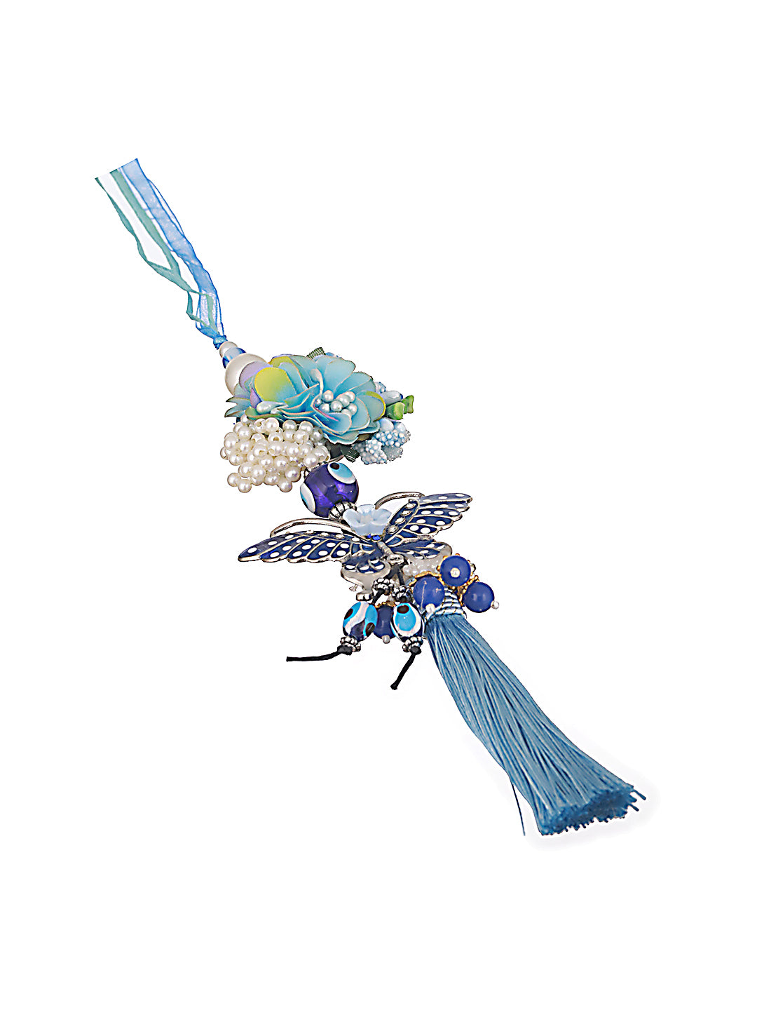 Jazz And Sizzle Designer Butterfly Shaped Designer Evil Eye Key Chain Floral Lumba Rakhi