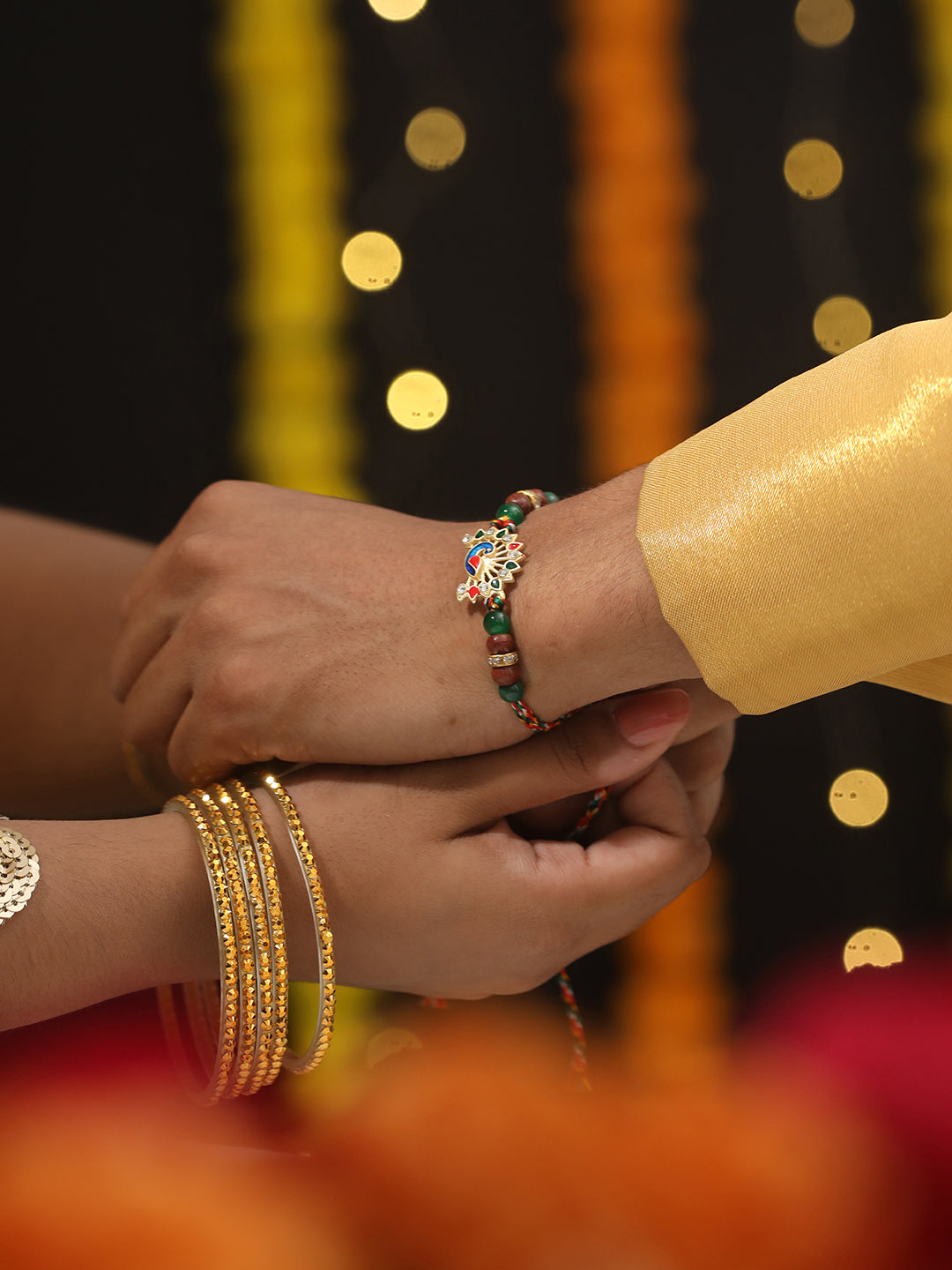 Jazz And Sizzle Set Of 2 Peacock Shaped Bhaiya Bhabhi Tasseled Rakhi